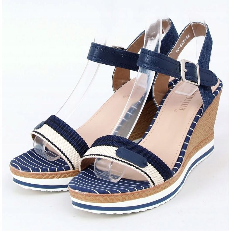 Navy Sandalen mit Keilabsatz A89832 Blau marineblau 1