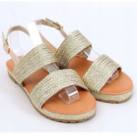 Gold WL1593 Gold geflochtene Sandalen golden 1