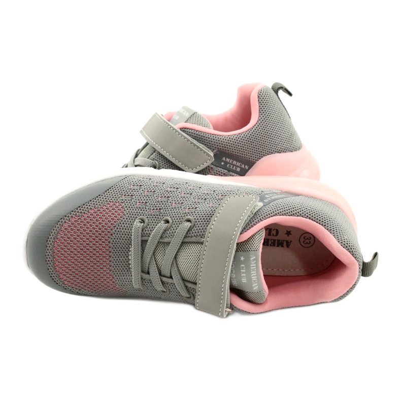 American Club Mädchen Sportschuhe mit Klettverschluss RL11 Grau-Rosa 4