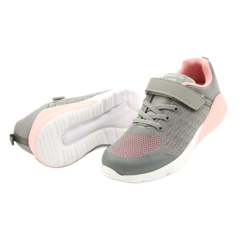 American Club Mädchen Sportschuhe mit Klettverschluss RL11 Grau-Rosa 2