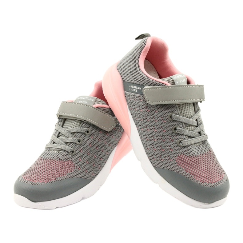 American Club Mädchen Sportschuhe mit Klettverschluss RL11 Grau-Rosa 3