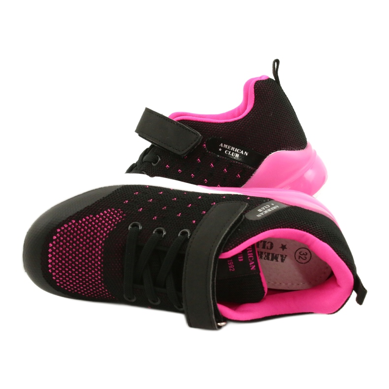 American Club Mädchen Sportschuhe mit Klettverschluss RL11 Schwarz / Rosa 4