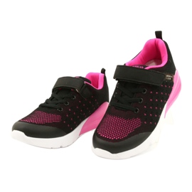 American Club Mädchen Sportschuhe mit Klettverschluss RL11 Schwarz / Rosa 1