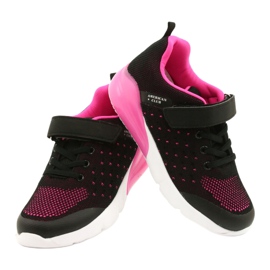 American Club Mädchen Sportschuhe mit Klettverschluss RL11 Schwarz / Rosa 3
