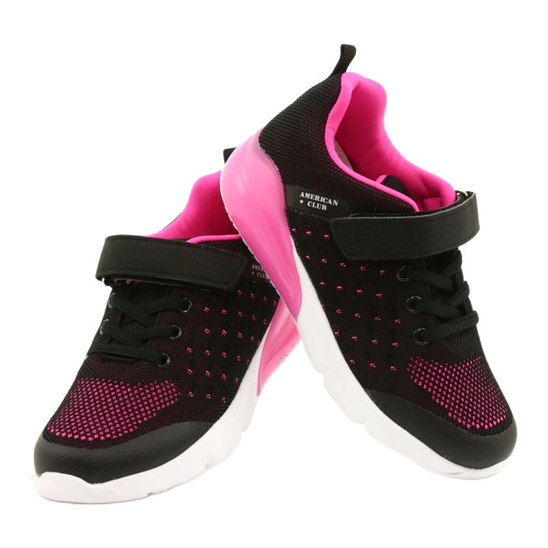 American Club Mädchen Sportschuhe mit Klettverschluss RL11 Schwarz / Rosa 3
