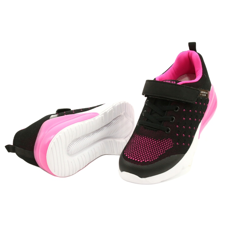 American Club Mädchen Sportschuhe mit Klettverschluss RL11 Schwarz / Rosa 2