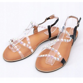 Schwarze Sandalen mit Silikonriemen 1BP-0050 Schwarz 1