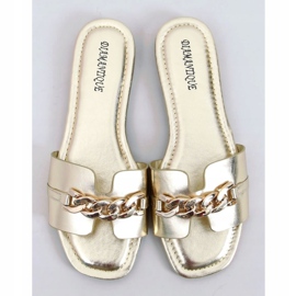 Goldene HY23-01 Goldene Hausschuhe mit Kette 1