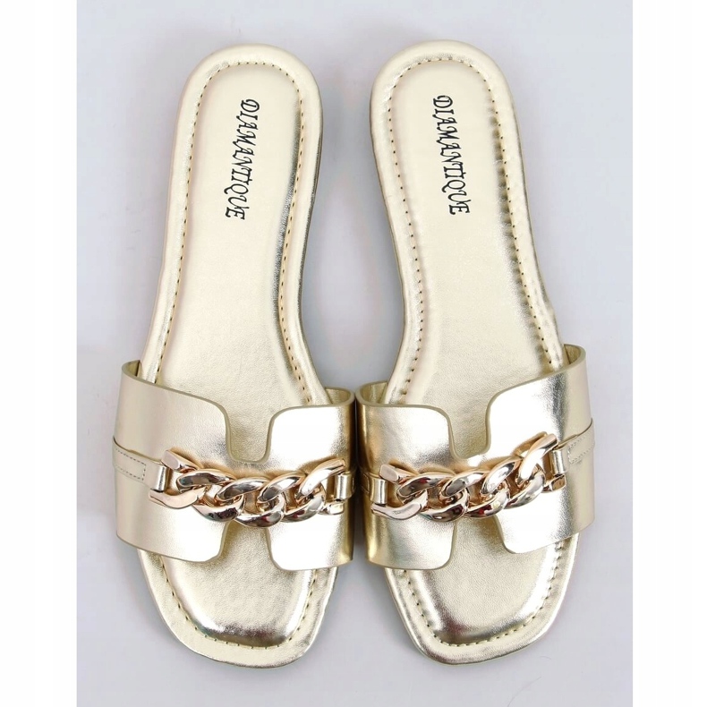 Goldene HY23-01 Goldene Hausschuhe mit Kette 1