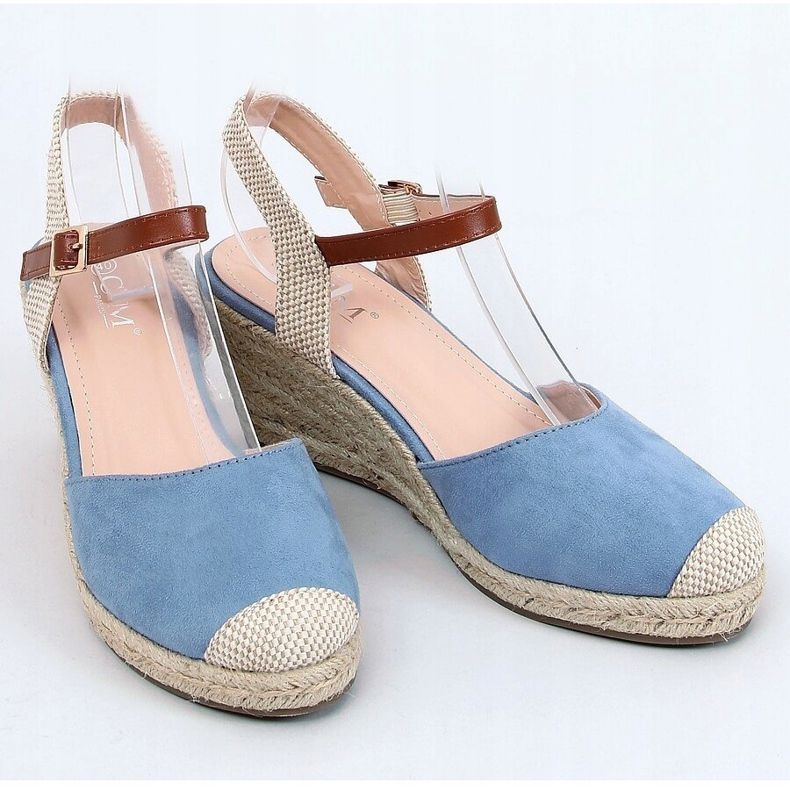 Blaue Espadrilles auf Keilabsatz, blau 77-206 Blau beige braun 1