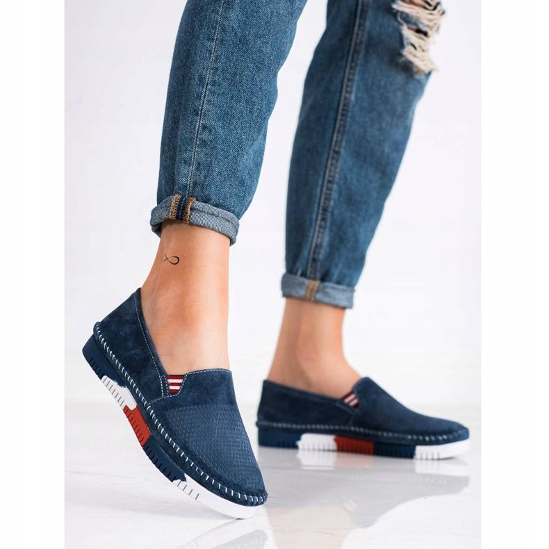 ARTIKER Lederslipper auf der Plattform navy blau blau 1