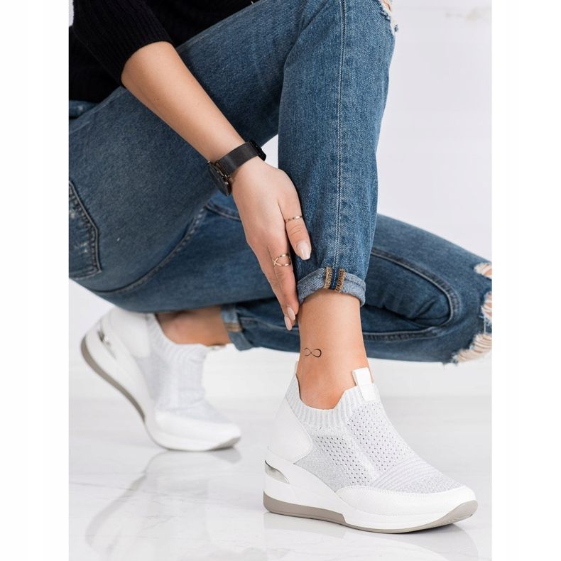 ARTIKER Sneakers mit Keilabsatz weiß silber- grau 2