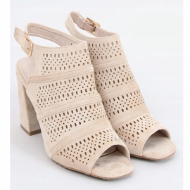Durchbrochene beige Sandalen mit hohen Absätzen YT-99 Beige 1