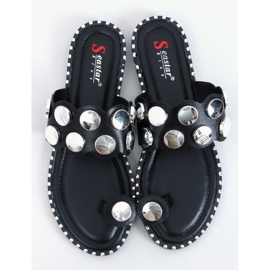 Schwarz SK78P Schwarze Flip-Flops silber- 1