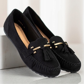 Queentina Modische Wildleder-Loafer schwarz golden 1