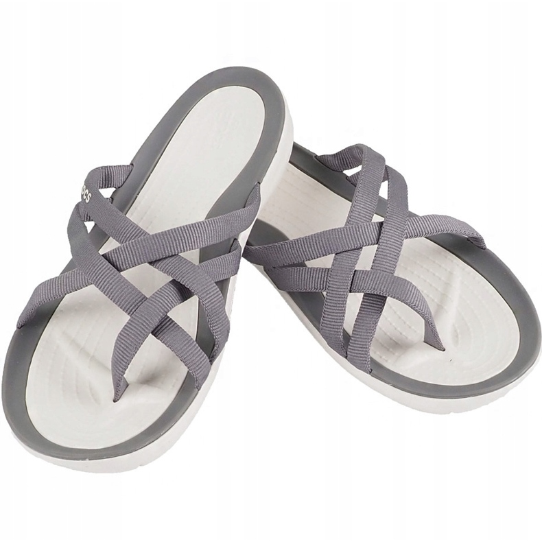 Crocs Damen Hausschuhe Swiftwater Webbing Flip W Hellgrau 205479 Okt. 1