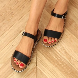 TH005 Schwarze Espadrilles-Sandalen 1