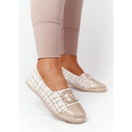 EVE Elegante goldene Espadrilles für Damen Be My Love beige 2
