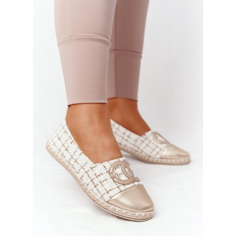 EVE Elegante goldene Espadrilles für Damen Be My Love beige 2