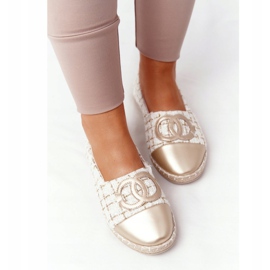 EVE Elegante goldene Espadrilles für Damen Be My Love beige 1