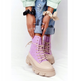 Lewski Shoes Wildleder Stiefeletten Workery Lewski Schuhe 3007-0 Violett beige 2