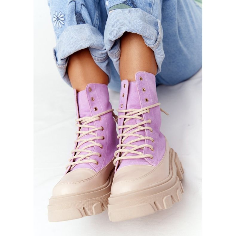 Lewski Shoes Wildleder Stiefeletten Workery Lewski Schuhe 3007-0 Violett beige lila 1