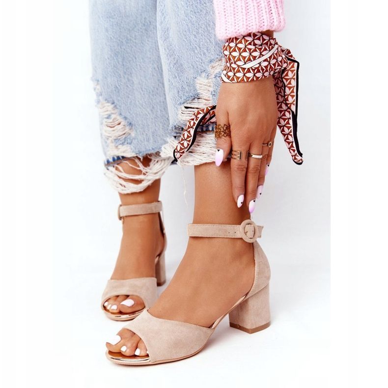 Wildleder High Heel Sandalen Vinceza 21-20100 Beige 2