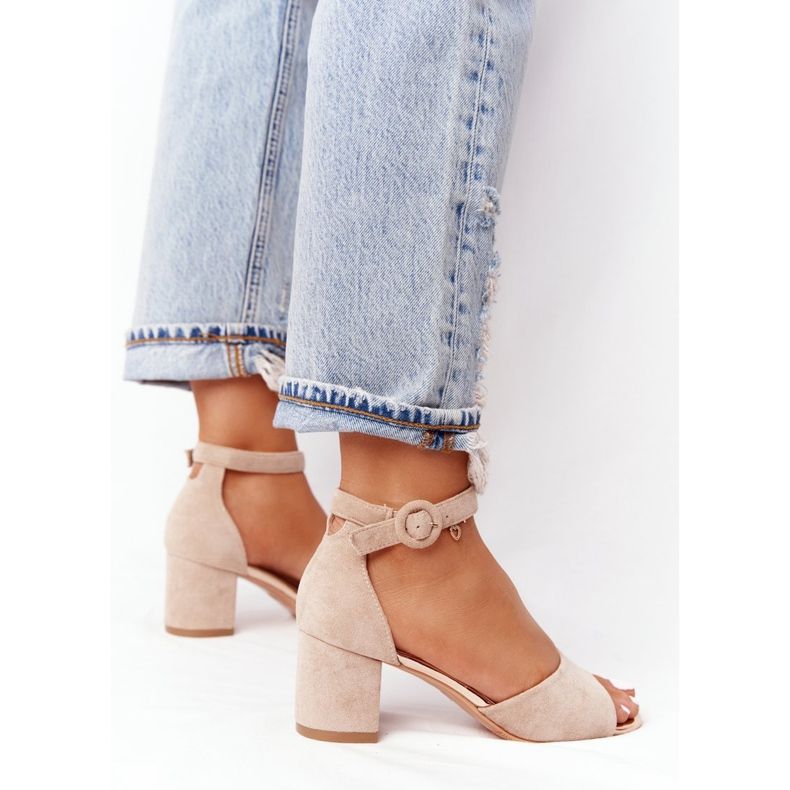 Wildleder High Heel Sandalen Vinceza 21-20100 Beige 1