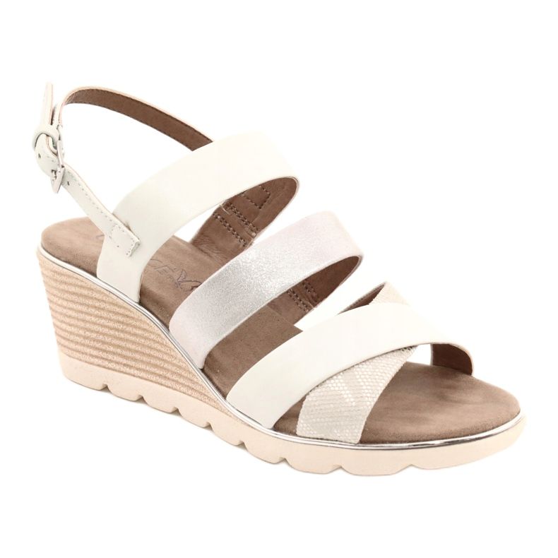 Frauen Ledersandalen Silber Caprice 9-28708-26 1