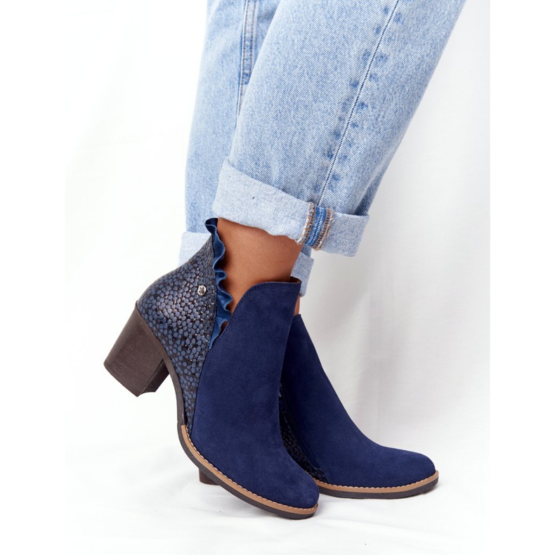 Damen Lederstiefel mit hohem Absatz Maciejka Marineblau 04833-17 4
