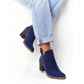 Damen Lederstiefel mit hohem Absatz Maciejka Marineblau 04833-17 3