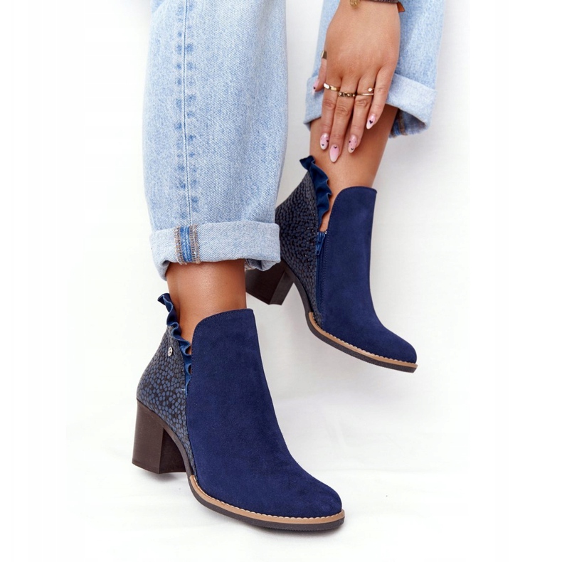 Damen Lederstiefel mit hohem Absatz Maciejka Marineblau 04833-17 2