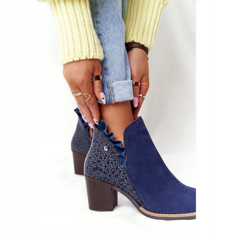 Damen Lederstiefel mit hohem Absatz Maciejka Marineblau 04833-17 1