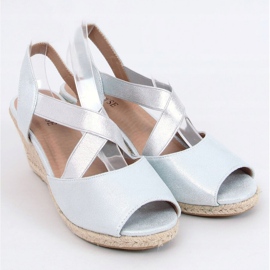 Silber Sandalen Espadrilles auf Keilabsatz Silber 9R38 Silber 1