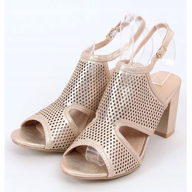 Goldene Sandalen mit hohen Absätzen F1877 Gold 1