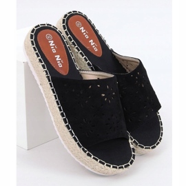 Schwarze durchbrochene Espadrilles 99-62A Schwarz 1