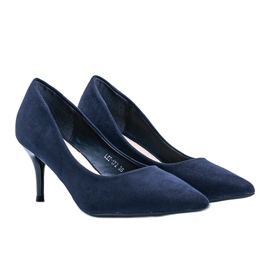 Marineblaue Pumps auf Stilettoabsatz aus Öko-Wildleder Anissa navy blau 1