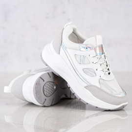 SHELOVET Stylische Sneaker weiß silber- grau 1