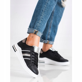 SHELOVET Lässige schwarze Sportschuhe silber- 2