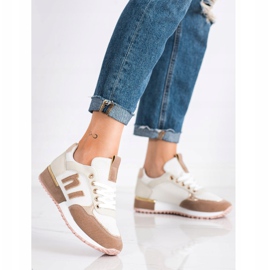 SHELOVET Sportschuhe mit Mesh beige weiß golden 2