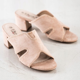 S. BARSKI Elegante Hausschuhe aus Wildleder beige golden 1