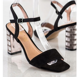 S. BARSKI Klassische Sandalen mit dekorativem Absatz S.BARSKI schwarz silber- 2