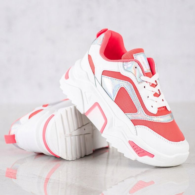 SHELOVET Sneakers auf der Plattform mit Mesh weiß rot 1