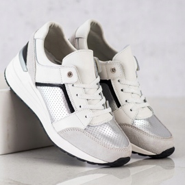 Goodin Sneakers aus weißem und silbernem Leder schwarz grau 2