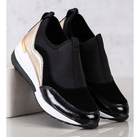 Goodin Sneakers aus Leder mit Keilabsatz schwarz golden 1