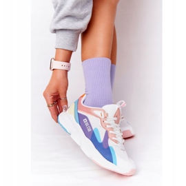 Damen Sportschuhe Memory Foam Big Star HH274809 Weiß-Rosa violett blau 1