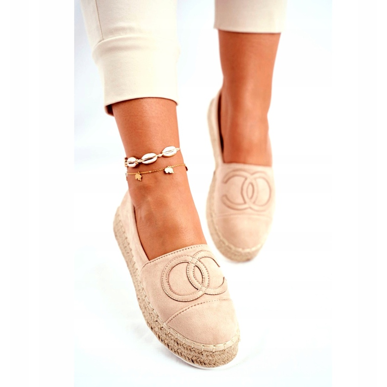 PS1 Damen Espadrilles On A Straw Platform Beige Febi 3
