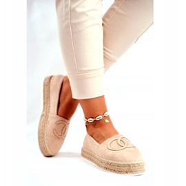 PS1 Damen Espadrilles On A Straw Platform Beige Febi 2