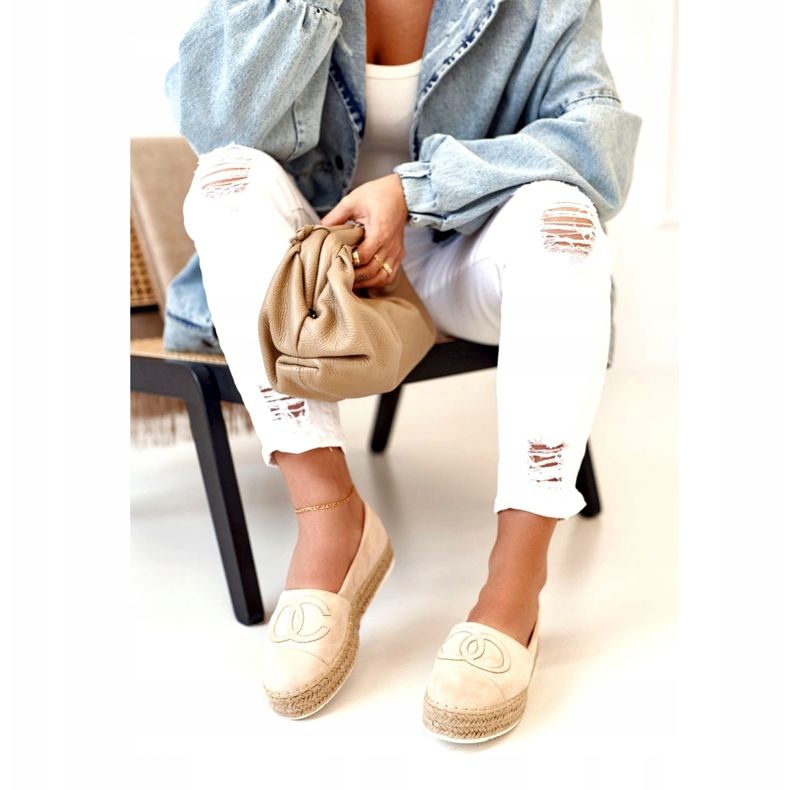 PS1 Damen Espadrilles On A Straw Platform Beige Febi 1