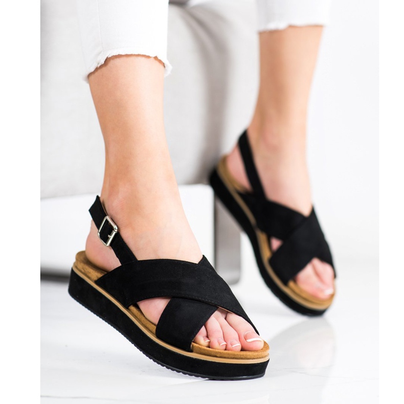 Goodin Schwarze Sandalen auf der Plattform 2